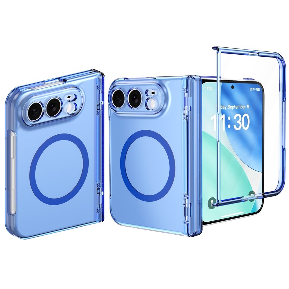 iPhone Fold EIDERWOOD Hybrid Case with Screen Protector - MagSafe Compatible - Transparent / Blue