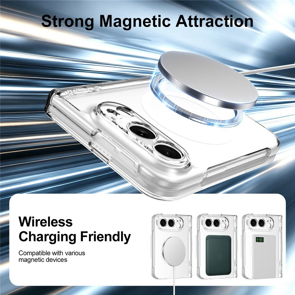iPhone Fold EIDERWOOD Hybrid Case with Screen Protector - MagSafe Compatible - Transparent / White