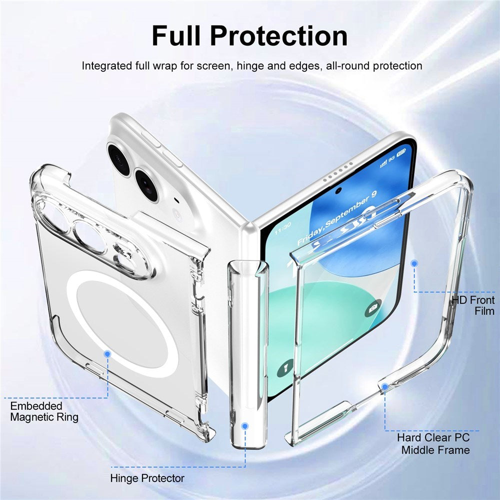 iPhone Fold EIDERWOOD Hybrid Case with Screen Protector - MagSafe Compatible - Transparent / White