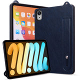 iPad Mini (2026) 8th Gen. EIDERWOOD Faux Leather Back Case with Strap Kickstand - Blue