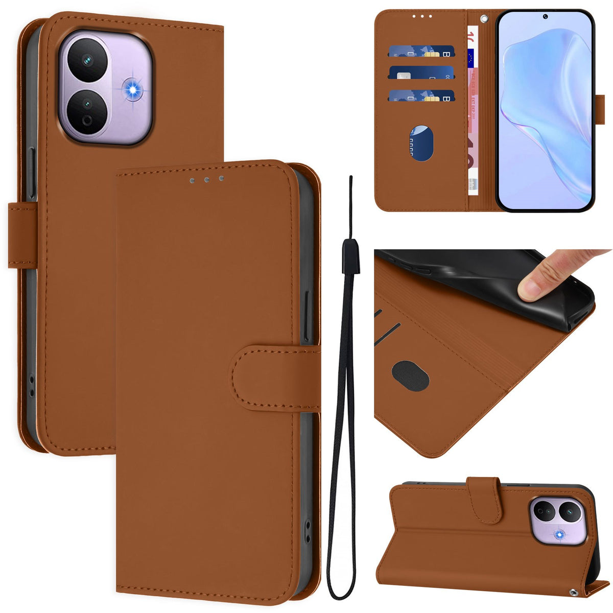 Xiaomi Redmi Note 17 Pro (5G) EIDERWOOD Faux Leather Flip Case with Strap - Brown