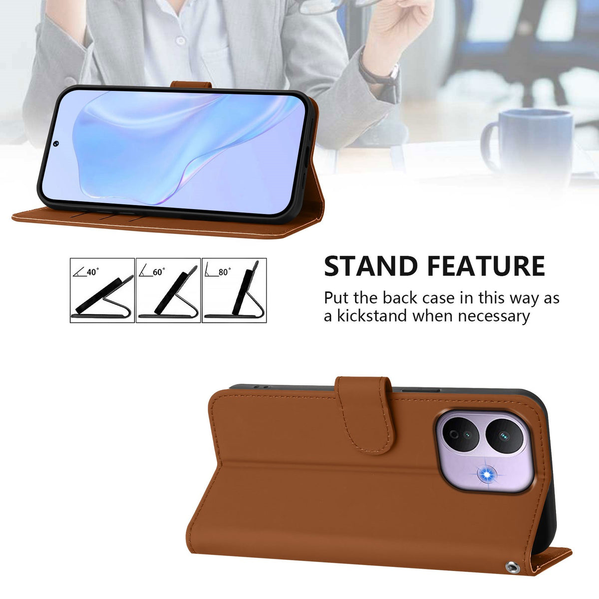 Xiaomi Redmi Note 17 Pro (5G) EIDERWOOD Faux Leather Flip Case with Strap - Brown