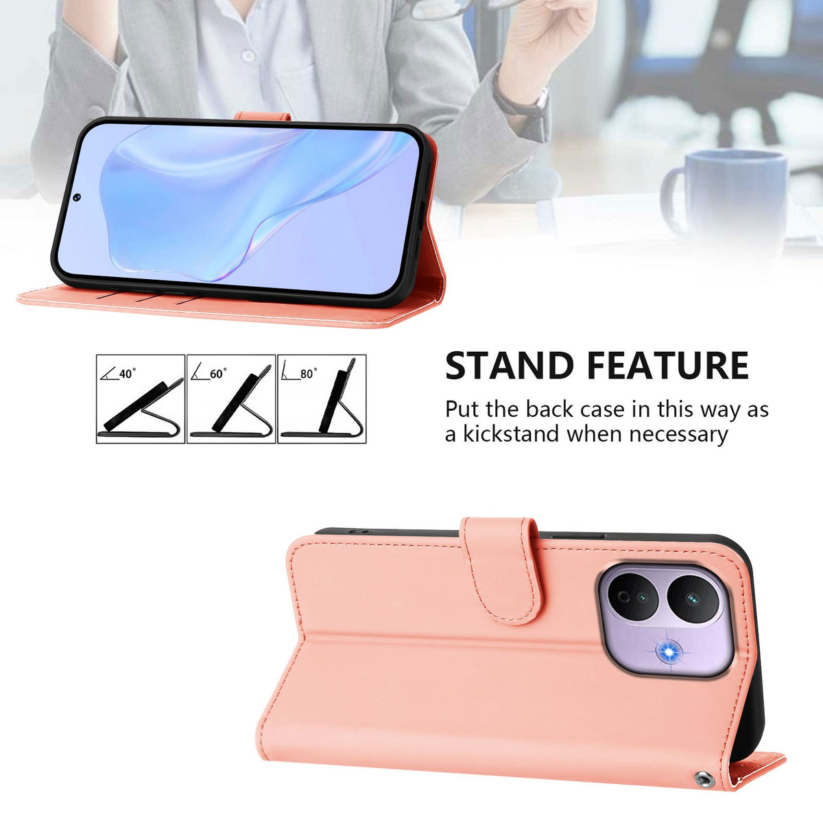 Xiaomi Redmi Note 17 Pro (5G) EIDERWOOD Faux Leather Flip Case with Strap - Pink