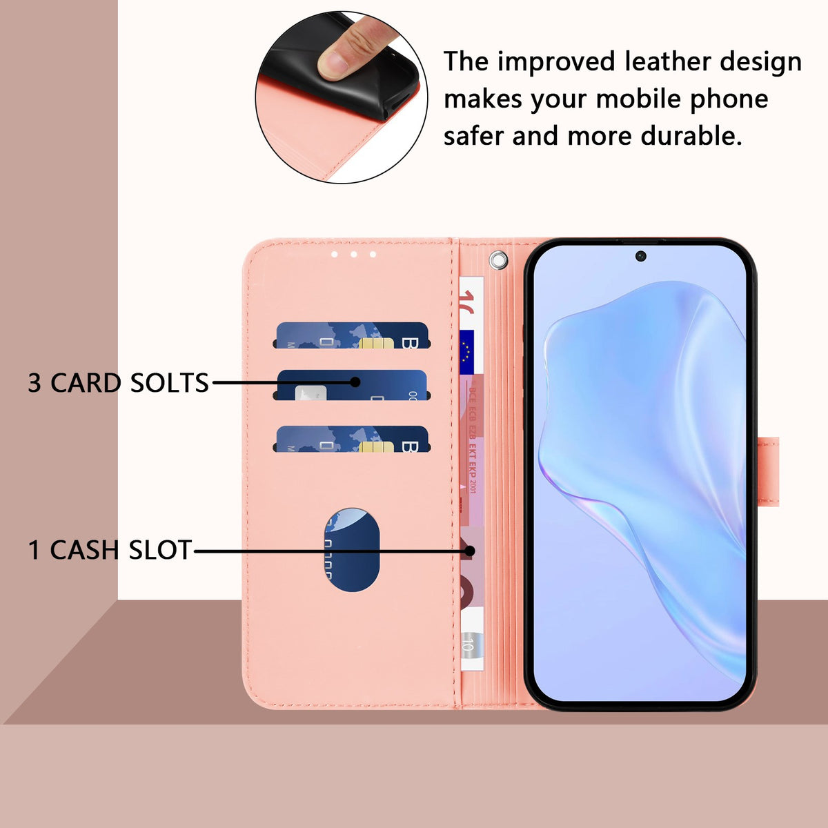 Xiaomi Redmi Note 17 (5G) EIDERWOOD Faux Leather Flip Case with Strap - Pink