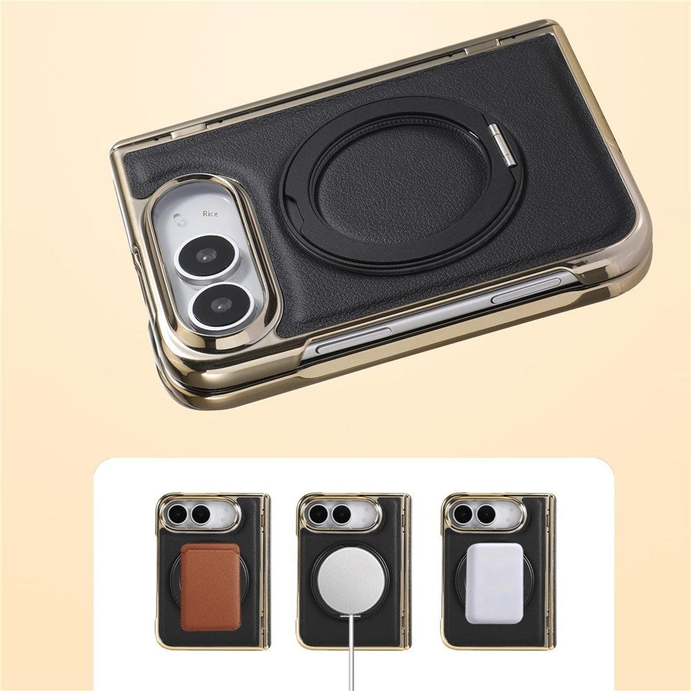 iPhone Duo EIDERWOOD Faux Leather Back Case with Kickstand - MagSafe Compatible - Orange