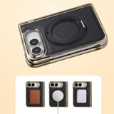 iPhone Duo EIDERWOOD Faux Leather Back Case with Kickstand - MagSafe Compatible - Orange