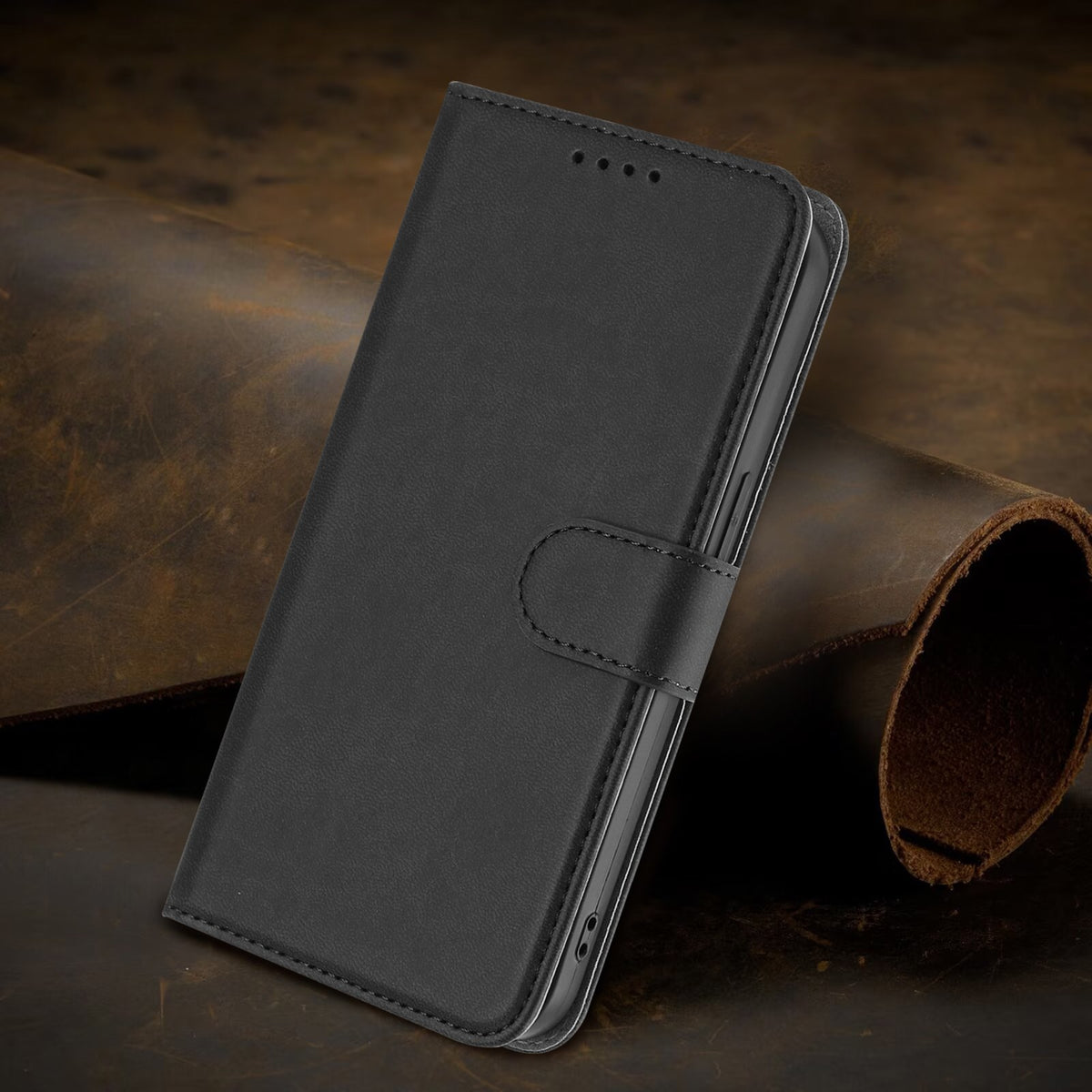 Xiaomi Redmi 17 (5G) / (4G) EIDERWOOD Artificial Leather Flip Case with Stand Function and Card Holder - Black