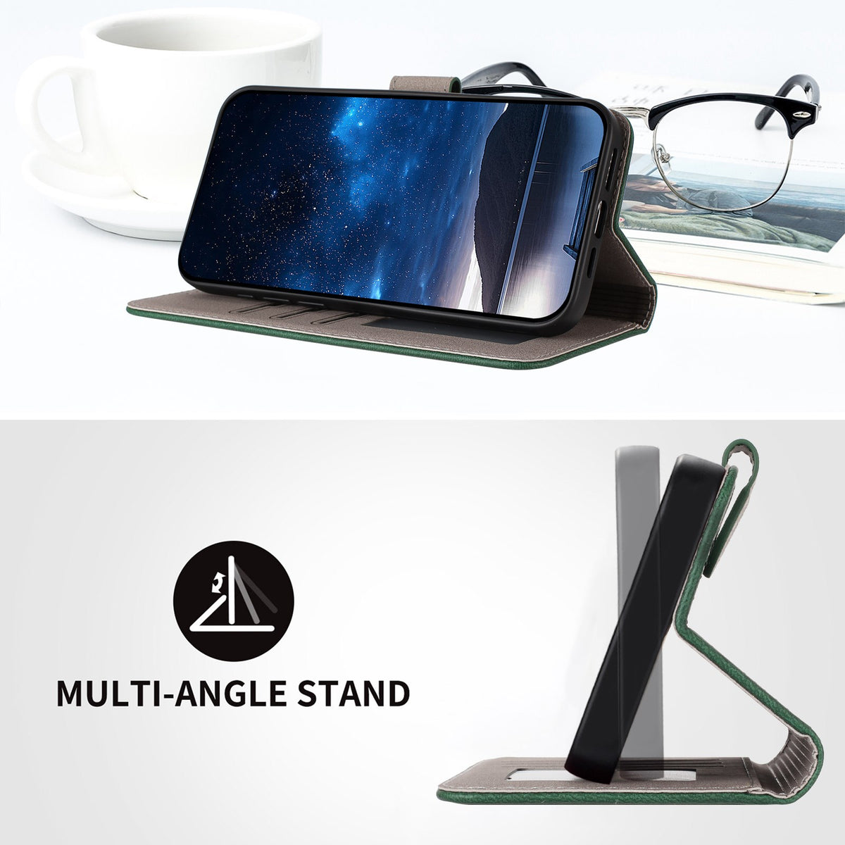 Xiaomi Redmi 17 (5G) / (4G) EIDERWOOD Artificial Leather Flip Case with Stand and Card Holder - Green