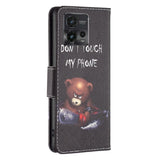 Motorola Moto G72 Leather Case w. Wallet - "DON'T TOUCH MY PHONE" / Bear