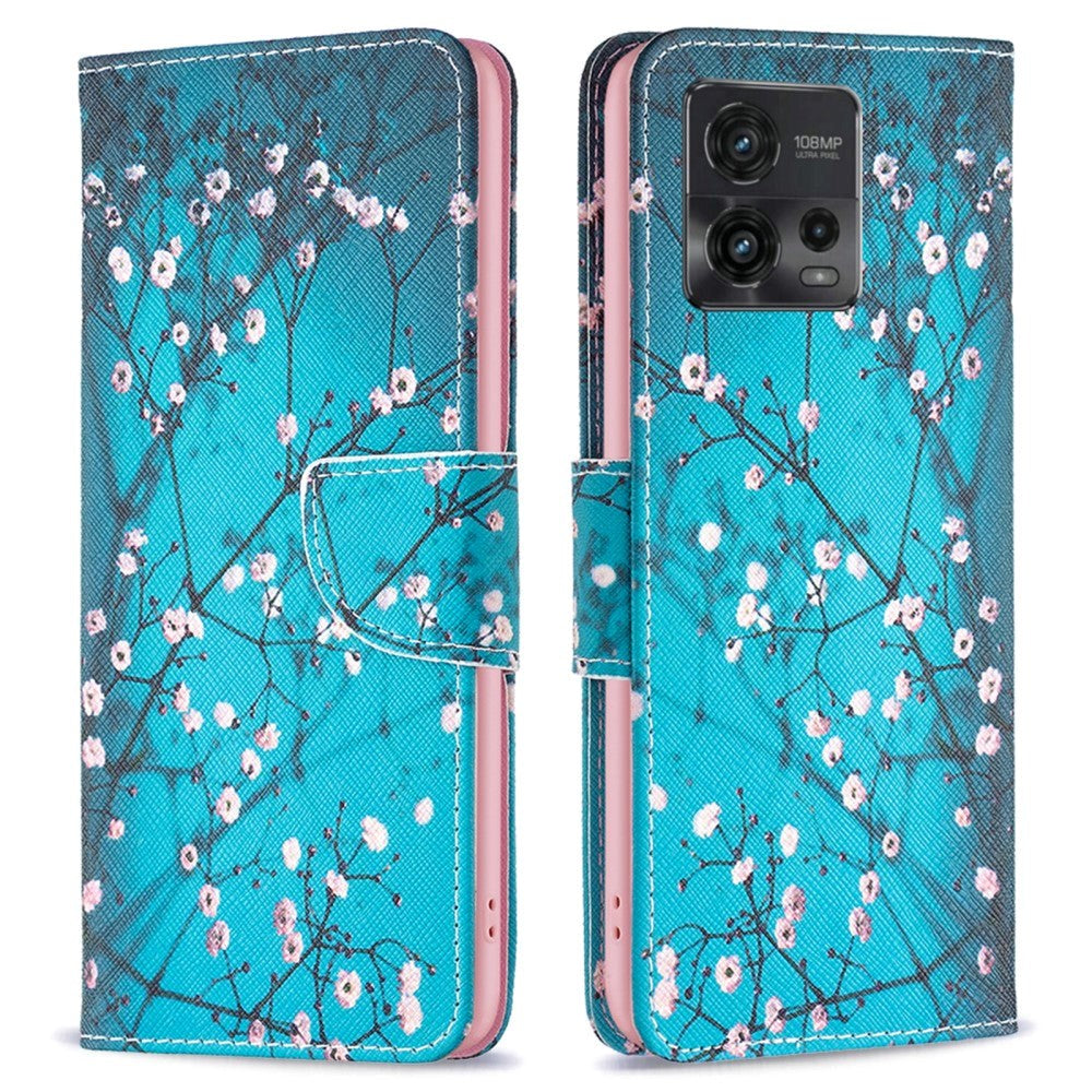 Motorola Moto G72 Leather Case w. Wallet - Flowering