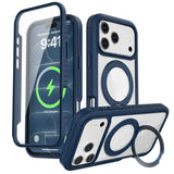 iPhone 18 Pro Max / 17 Pro Max EIDERWOOD Case with Screen Protector and Stand Function - MagSafe Compatible - Blue / Transparent