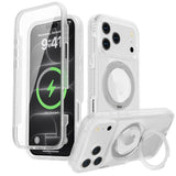 iPhone 18 Pro Max / 17 Pro Max EIDERWOOD Case with Screen Protector and Stand Function - MagSafe Compatible - White / Transparent