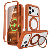 iPhone 18 Pro / 17 Pro EIDERWOOD Case with Screen Protector and Stand Function - MagSafe Compatible - Orange / Transparent