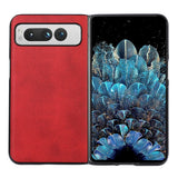 Google Pixel Fold Leather Covered Plastic Case - Red