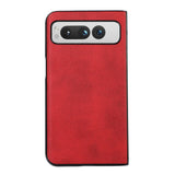 Google Pixel Fold Leather Covered Plastic Case - Red