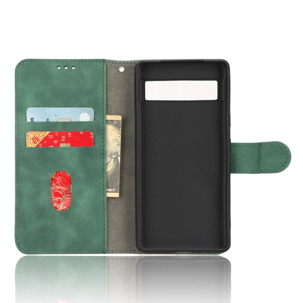 Google Pixel 7A Leather Flip Case with Card Holders - Green