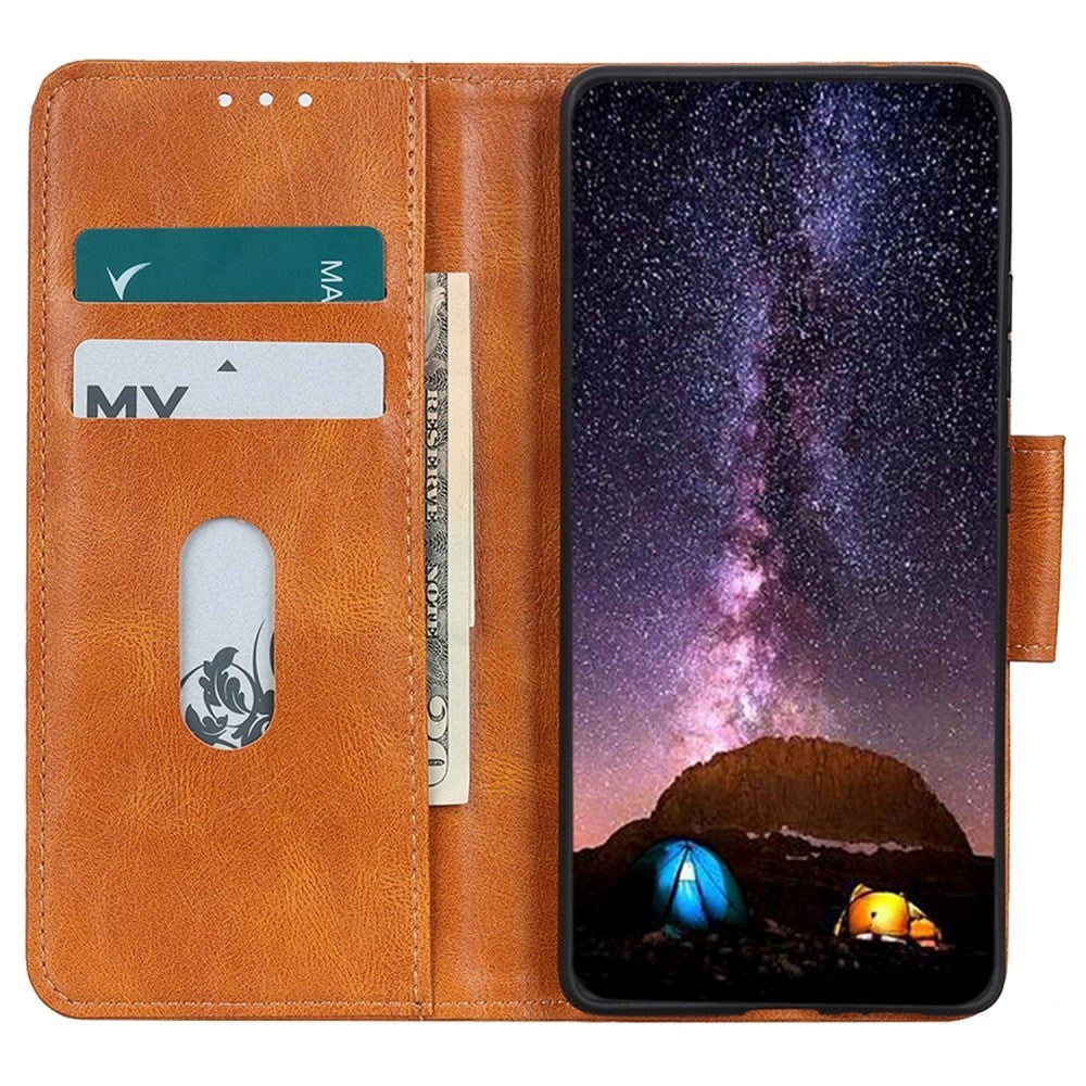 Motorola Edge 40 Pro Leather Case w. Wallet & Stand Function - Brown