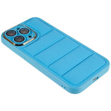 iPhone 14 Pro Leather Covered 3D Plastic Back Case w. Camera Lens Protection - Blue