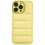 iPhone 14 Pro Leather Covered 3D Plastic Back Case w. Camera Lens Protection - Gul