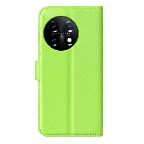 OnePlus 11 Litchi Leather Wallet Case - Green