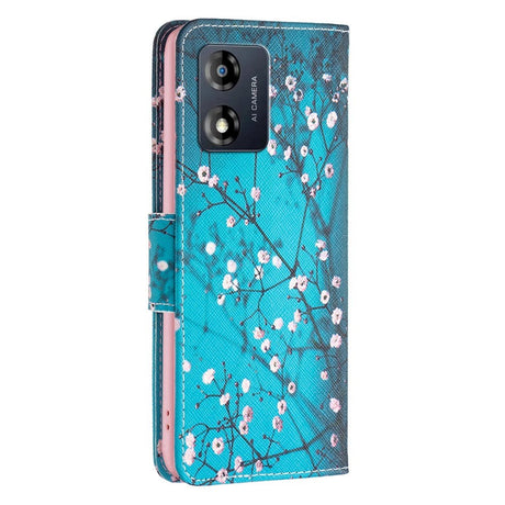 Motorola Moto E13 Leather Wallet Case w. Print - Tree with Flowers