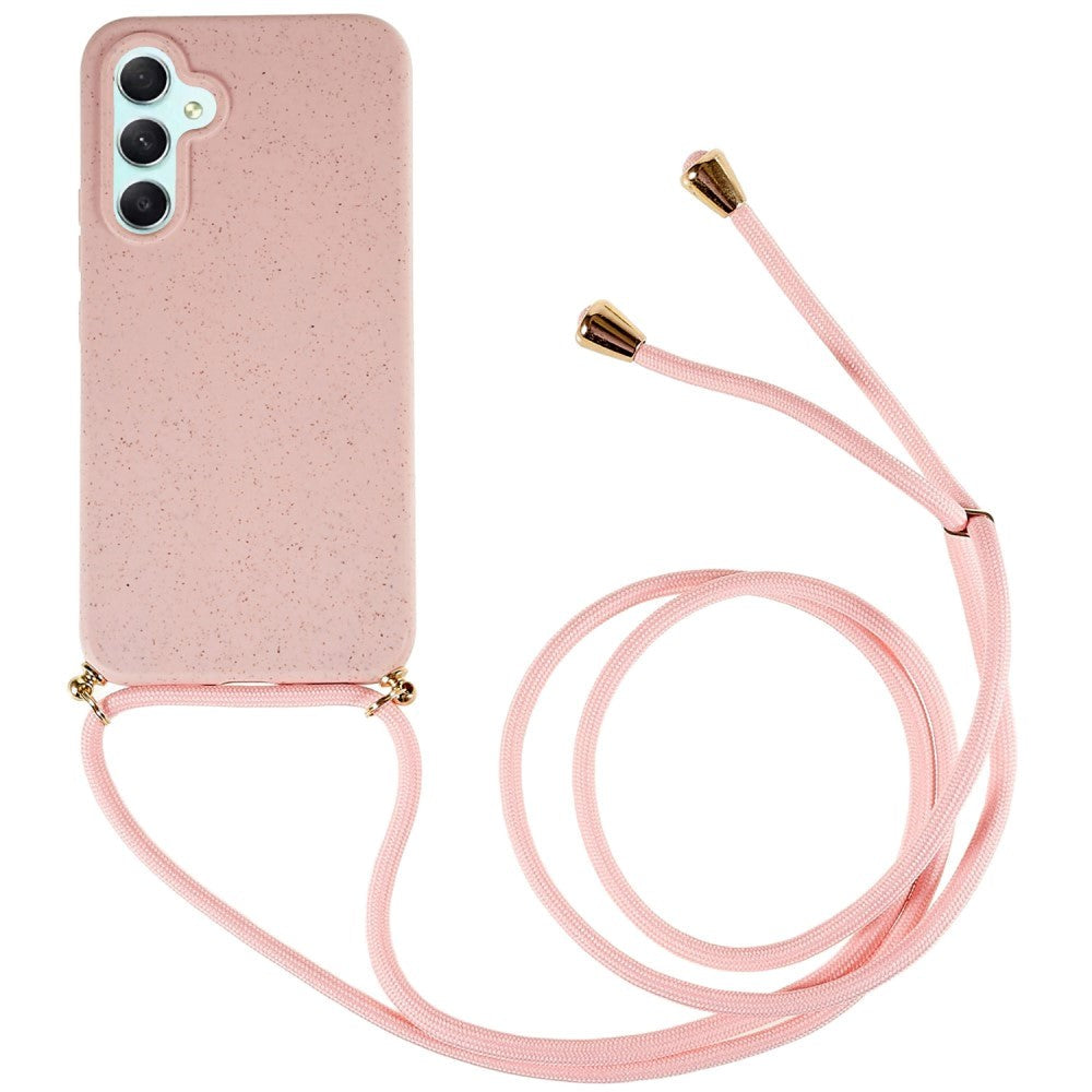 Samsung Galaxy A34 (5G) Flexible Plastic Case w. Lanyard / Strap - Pink