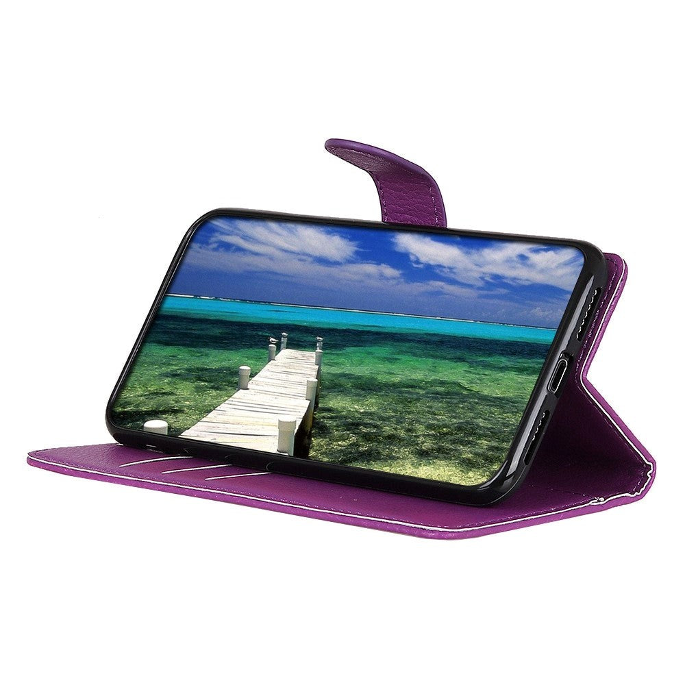 Samsung Galaxy A24 Litchi Leather Flip Case w. Wallet - Purple