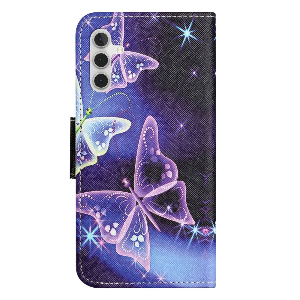 Samsung Galaxy A24 Leather Wallet Case & Print - Purple Butterflies