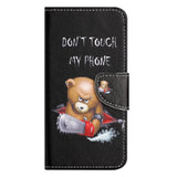 Samsung Galaxy A24 Leather Wallet Case & Print - "Don't Touch my Phone" Bear