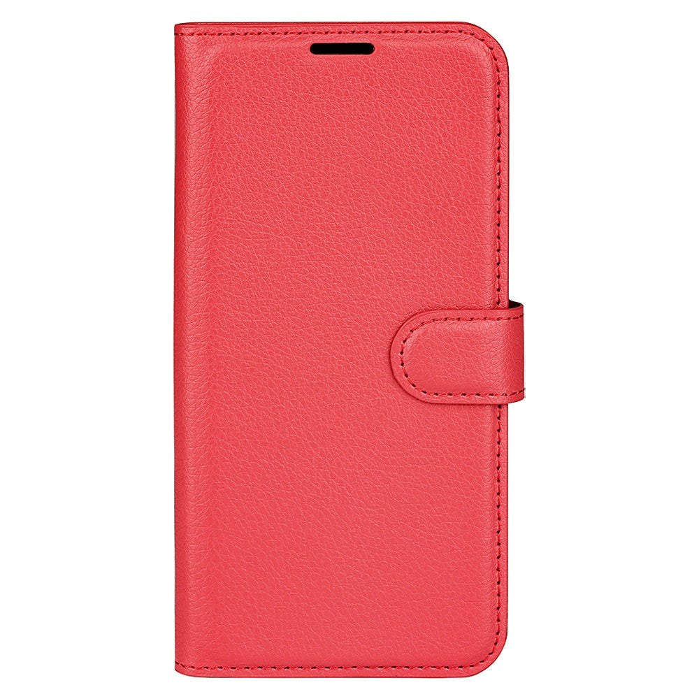 Sony Xperia 1 V Litchi Leather Flip Case w. Wallet - Red