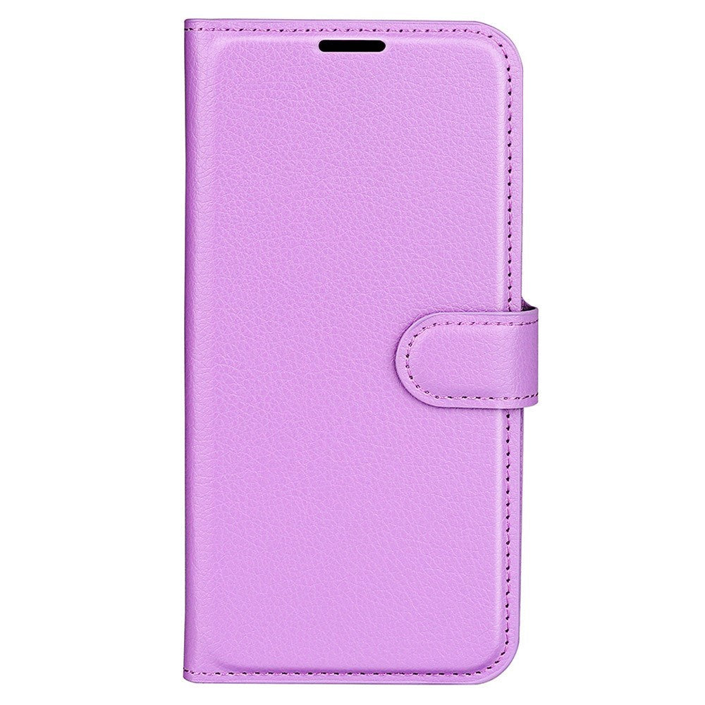 Sony Xperia 1 V Litchi Leather Flip Case w. Wallet - Purple