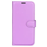 Sony Xperia 1 V Litchi Leather Flip Case w. Wallet - Purple