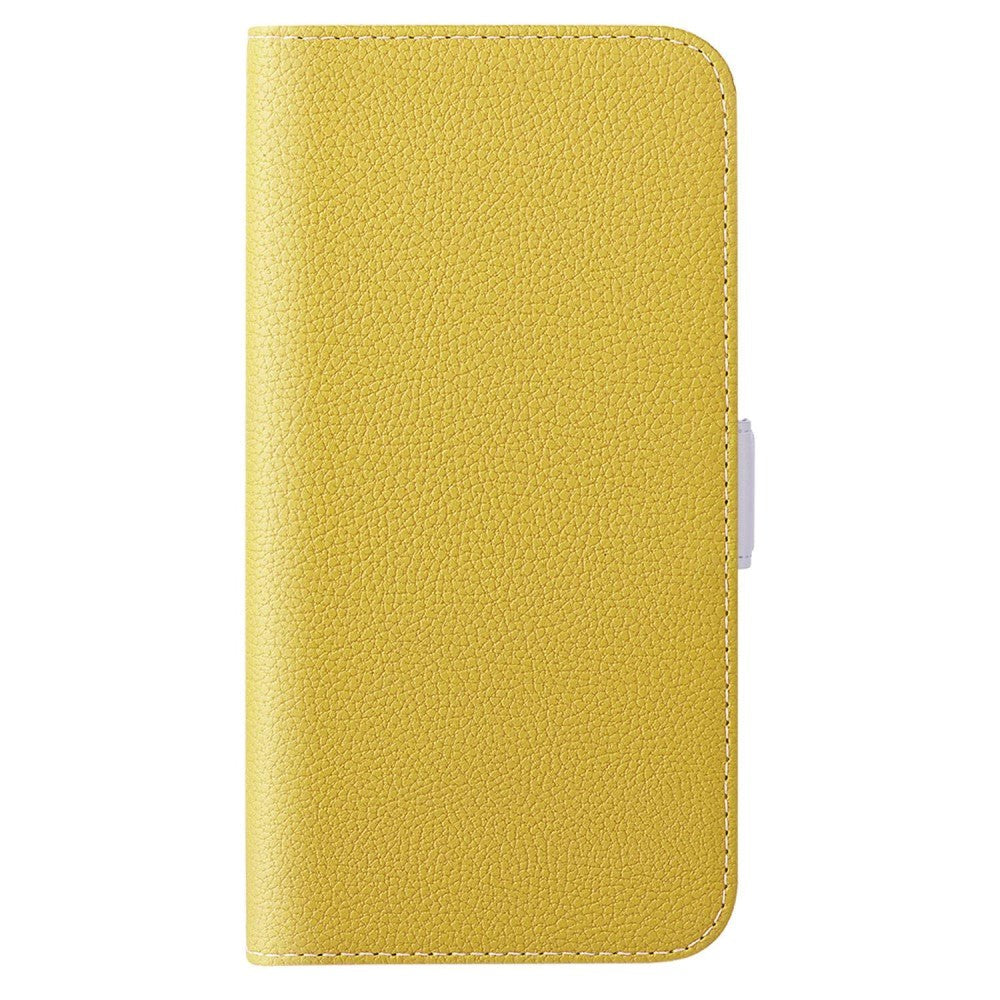 Samsung Galaxy A24 Litchi Leather Wallet Case with Magnetic Closure - Yellow