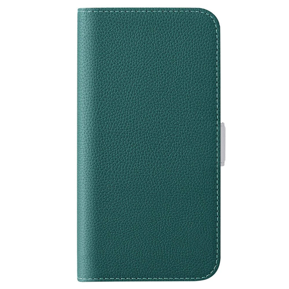 Samsung Galaxy A34 (5G) Litchi Leather Wallet Case with Magnetic Closure - Green