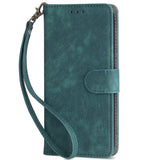 Honor 70 Lite Leather Flip Case with Wallet and Strap - Green