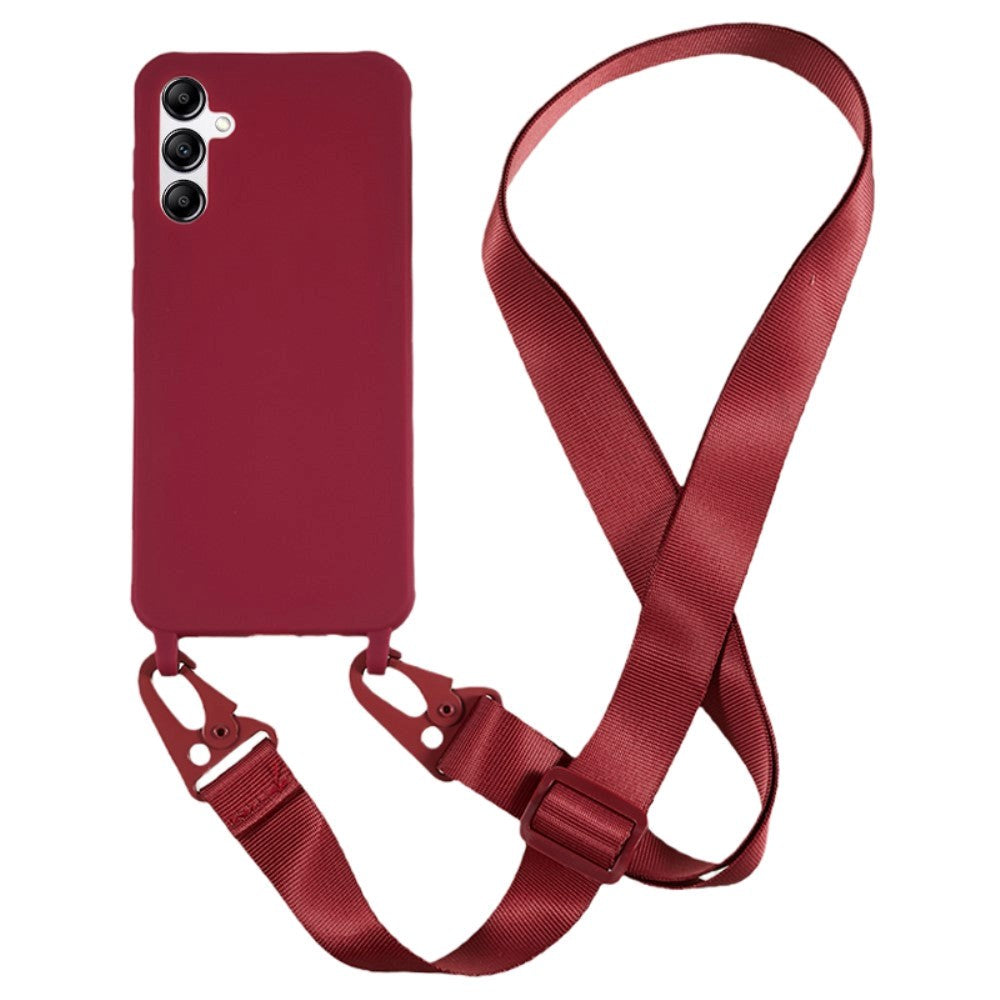 Samsung Galaxy A14 (5G) Flexible Plastic Case with Strap - Wine Red