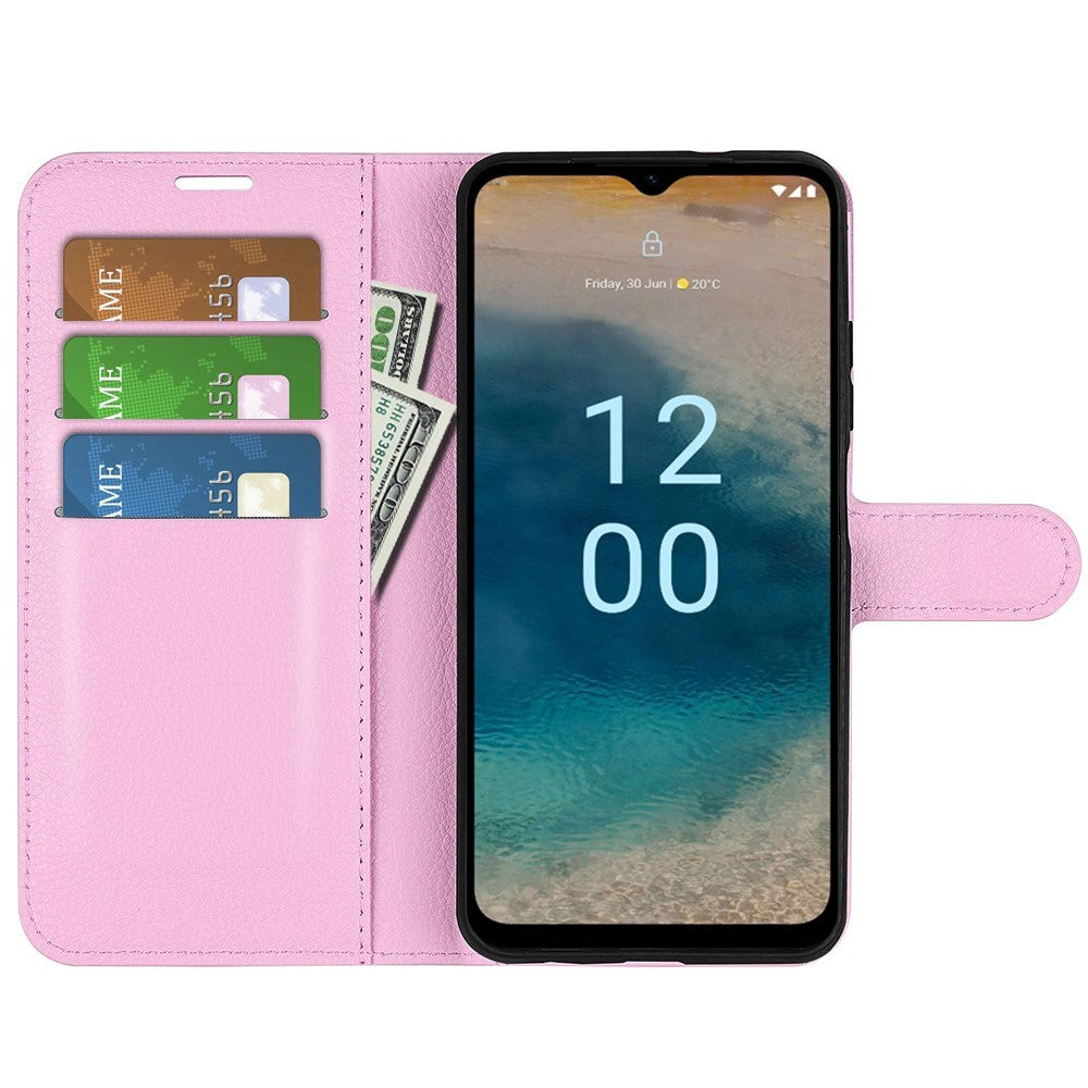 Nokia G22 Litchi Leather Case w. Wallet - Pink