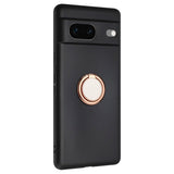 Google Pixel 8 Flexible Plastic Case w. Magnetic Ring Kickstand - Black w. Rose Gold Ring