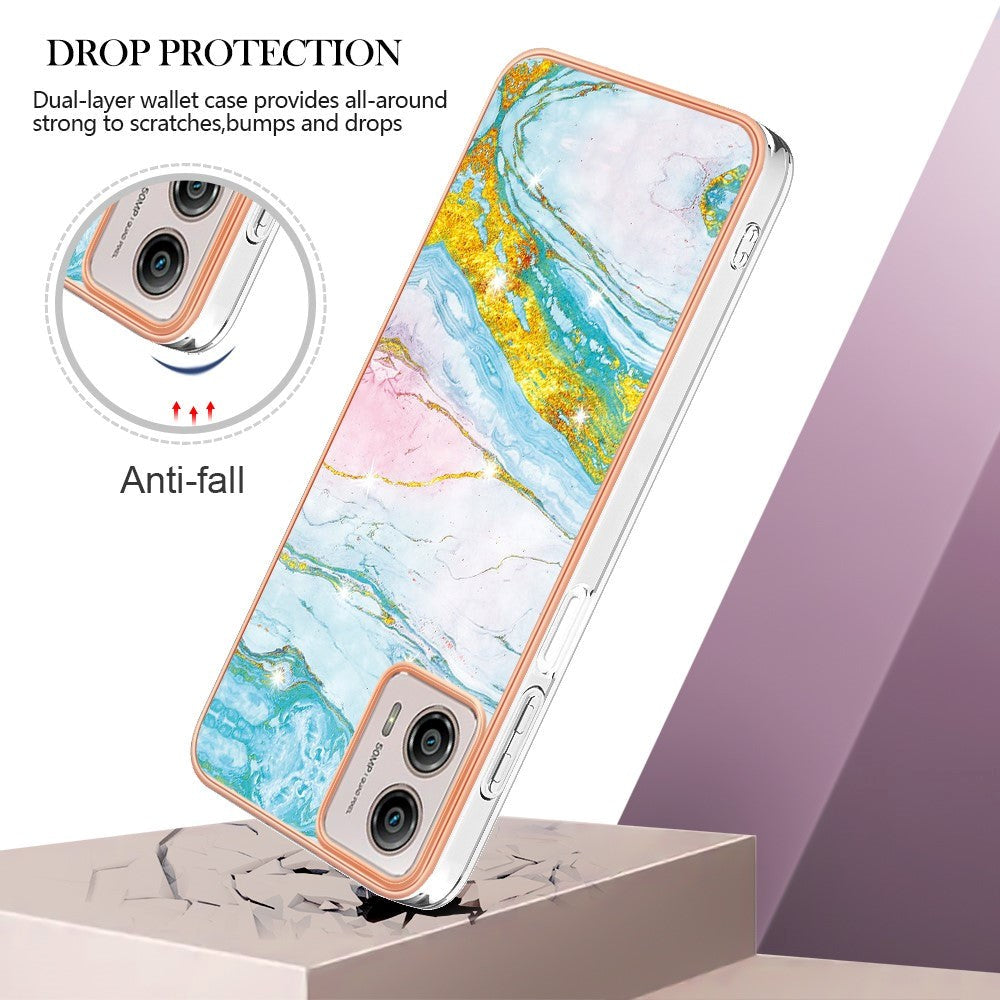 Motorola Moto G53 / G23 / G13 Hybrid Plastic Case - Blå Marble