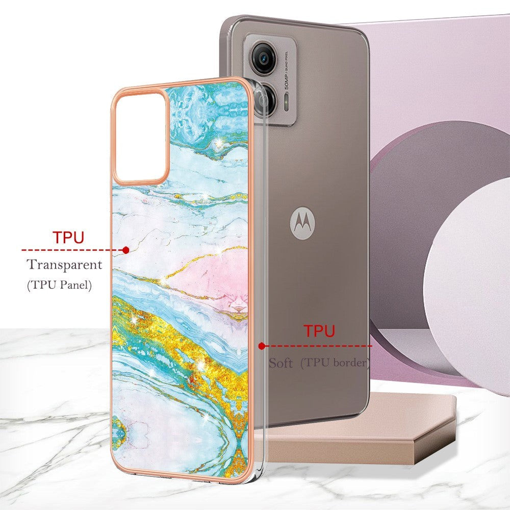 Motorola Moto G53 / G23 / G13 Hybrid Plastic Case - Blå Marble