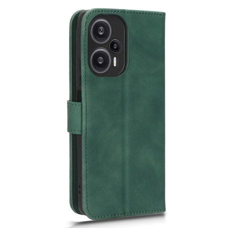 Xiaomi Poco F5 Leather Flip Case with Wallet and Stand Function - Green