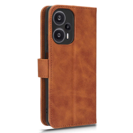 Xiaomi Poco F5 Leather Flip Case with Wallet and Stand Function - Brown