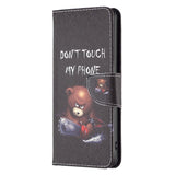 Motorola Edge 40 Pro Leather Wallet Case w. Print - "Don't Touch My Phone" Bear