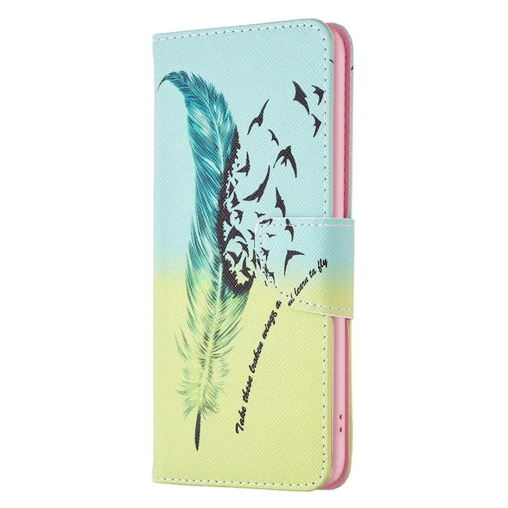 Motorola Edge 40 Pro Leather Wallet Case w. Print - Feather