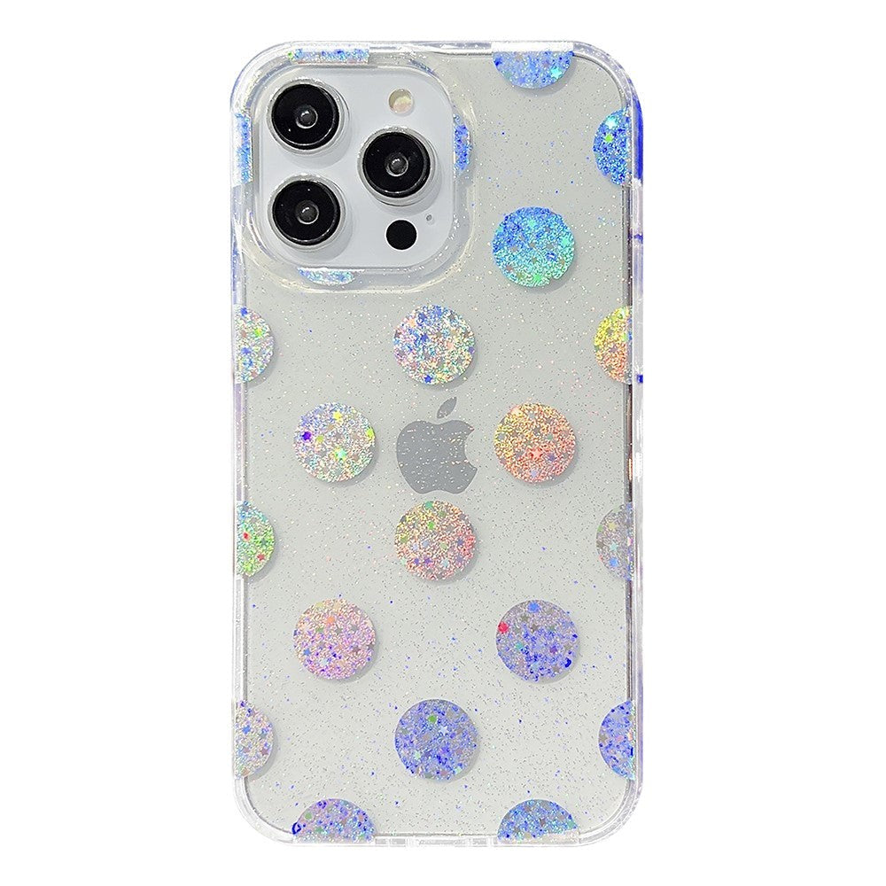 iPhone 14 Pro Hybrid Glitter Plastic Case - Dots