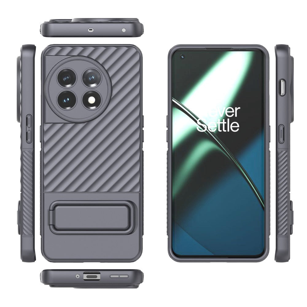 OnePlus 11 Rugged Plastic Case w. Kickstand - Grey