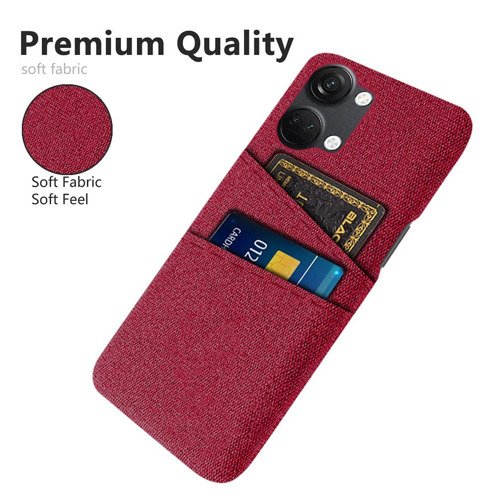 OnePlus Nord 3 (5G) Fabric Covered Plastic Case with Card Holder - Red