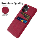 OnePlus Nord 3 (5G) Fabric Covered Plastic Case with Card Holder - Red