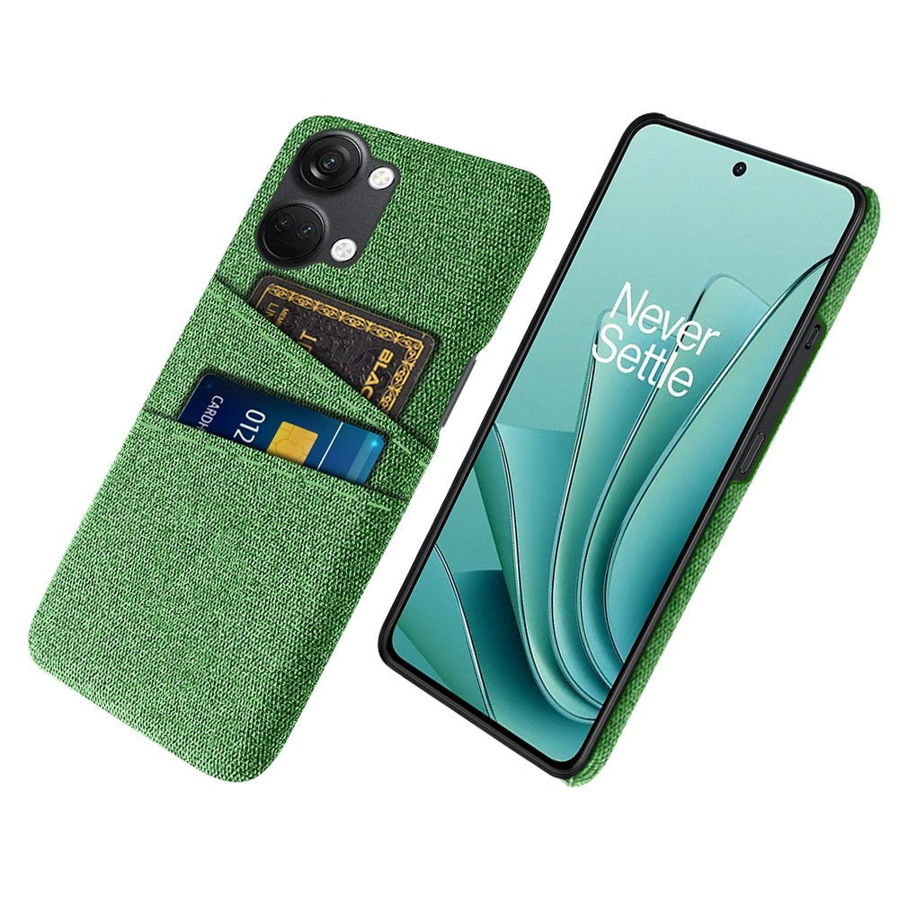 OnePlus Nord 3 (5G) Fabric Covered Plastic Case with Card Holder - Green