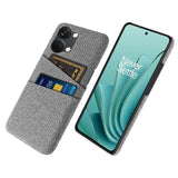 OnePlus Nord 3 (5G) Fabric Covered Plastic Case with Card Holder - Light Grey